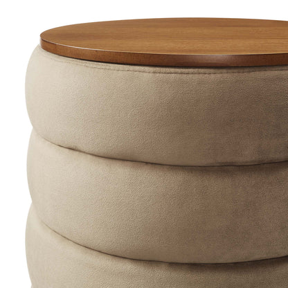 Mezzo Round Performance Velvet Storage Ottoman