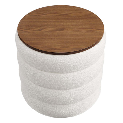 Mezzo Round Boucle Fabric Storage Ottoman