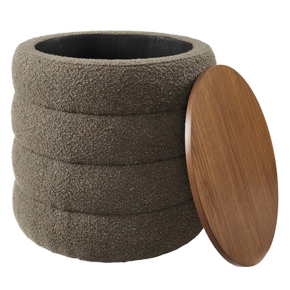 Mezzo Round Boucle Fabric Storage Ottoman