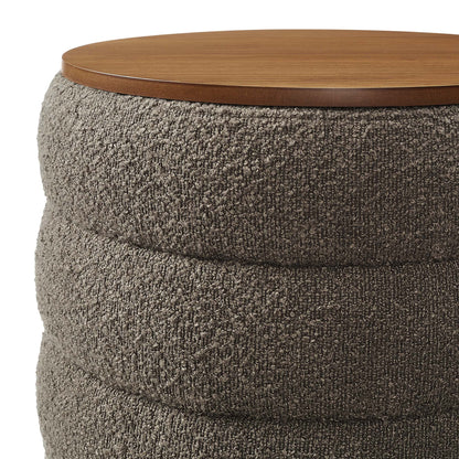 Mezzo Round Boucle Fabric Storage Ottoman