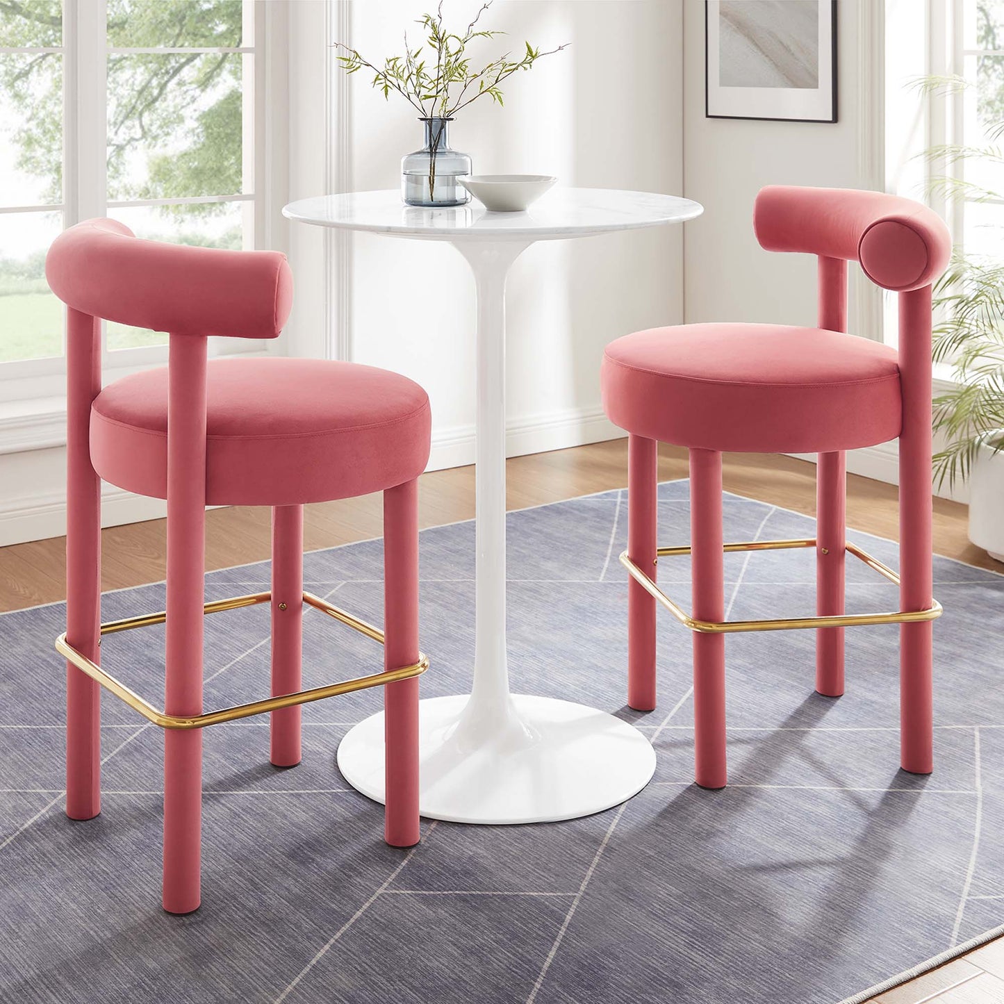 Toulouse Performance Velvet Bar Stool - Set of 2