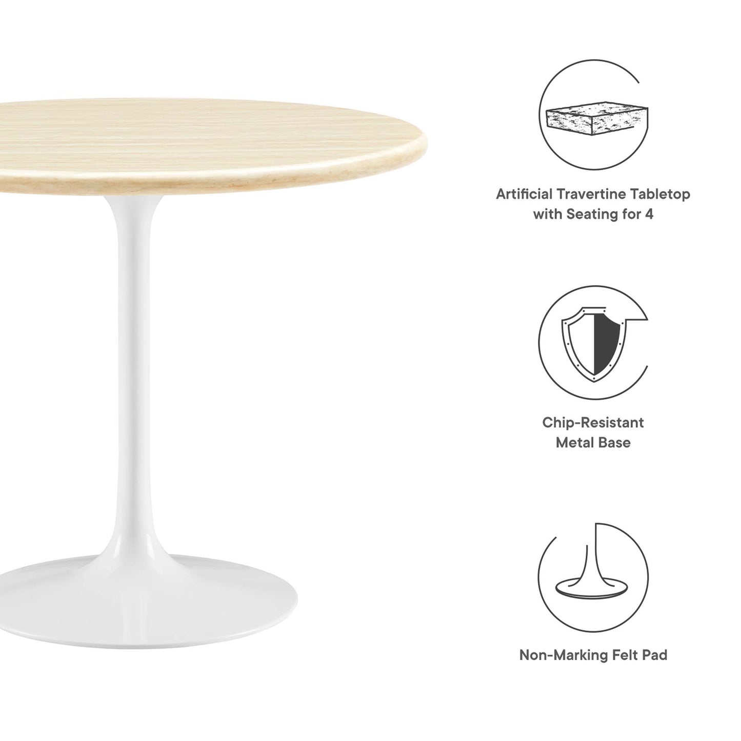 Lippa 36” Round Artificial Travertine  Dining Table