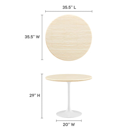 Lippa 36” Round Artificial Travertine  Dining Table