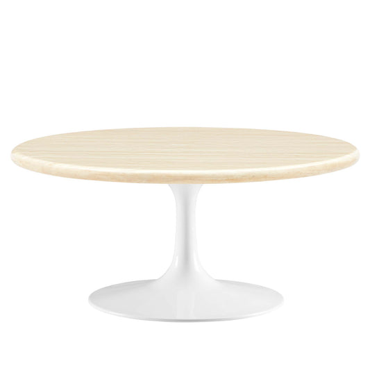 Lippa 36” Round Artificial Travertine  Coffee Table