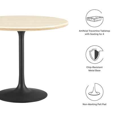 Lippa 36” Round Artificial Travertine  Dining Table