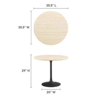 Lippa 36” Round Artificial Travertine  Dining Table