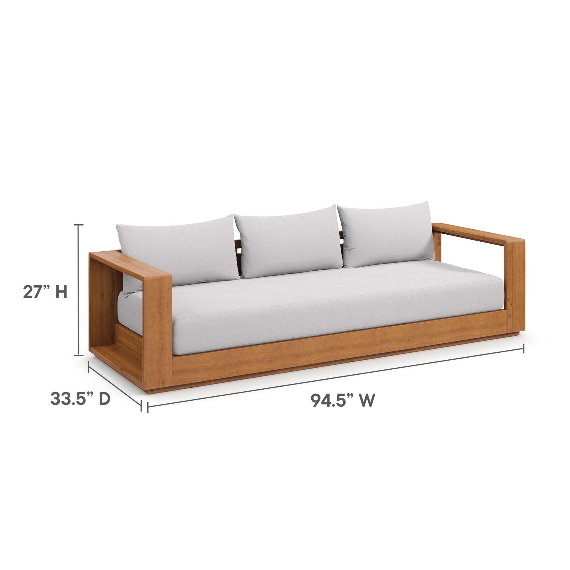 Tahoe Outdoor Patio Acacia Wood Sofa