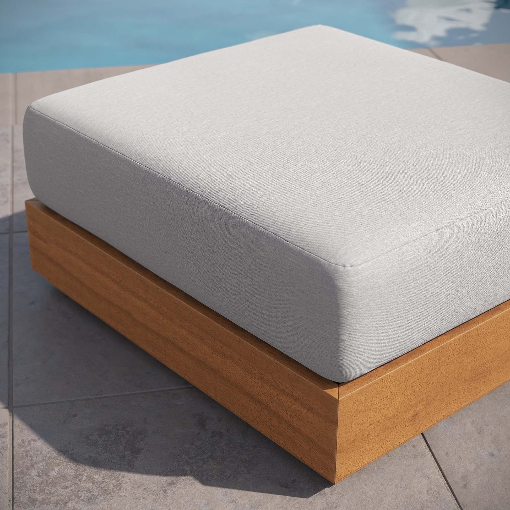 Tahoe Outdoor Patio Acacia Wood Ottoman