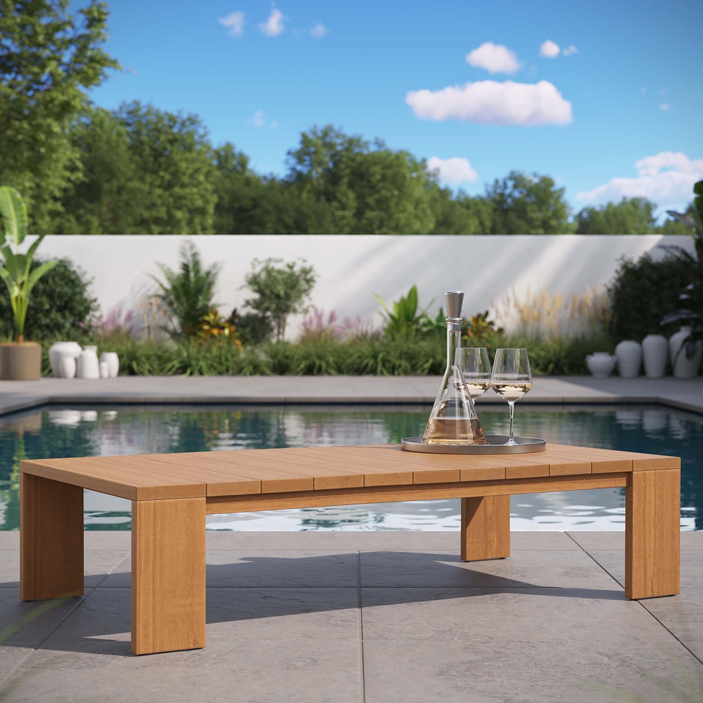 Tahoe Outdoor Patio Acacia Wood Coffee Table