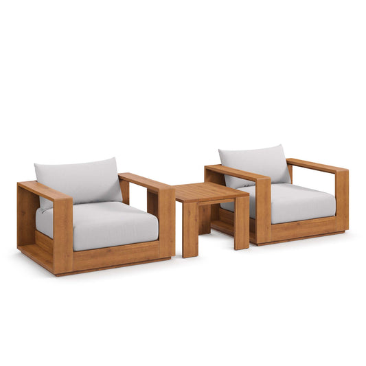 Tahoe Outdoor Patio Acacia Wood 3-Piece Furniture Set