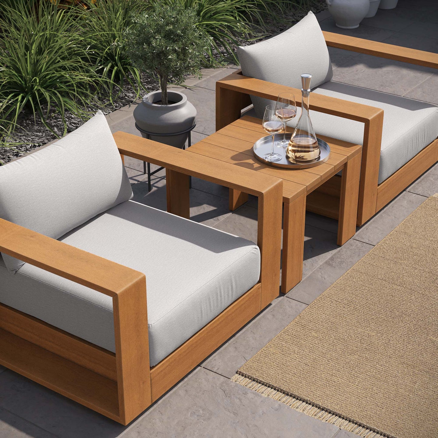 Tahoe Outdoor Patio Acacia Wood 3-Piece Furniture Set