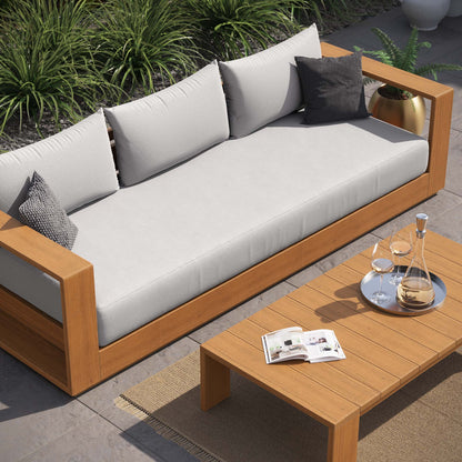 Tahoe Outdoor Patio Acacia Wood 2-Piece Sofa and Coffee Table Set