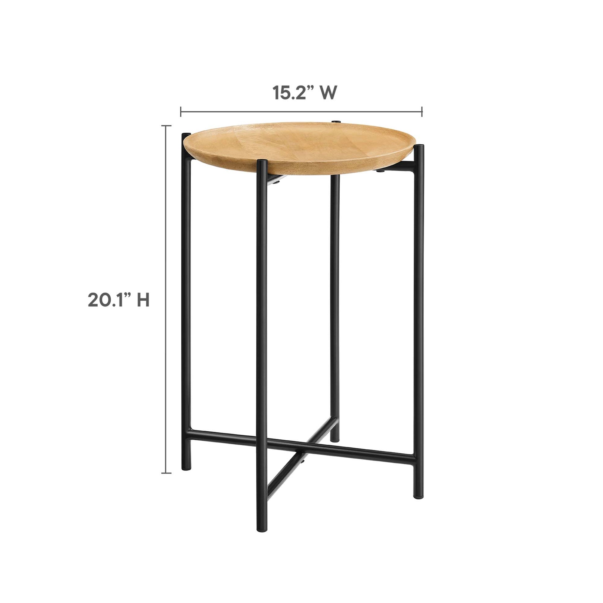 Xilo Round Wood and Metal Side Table