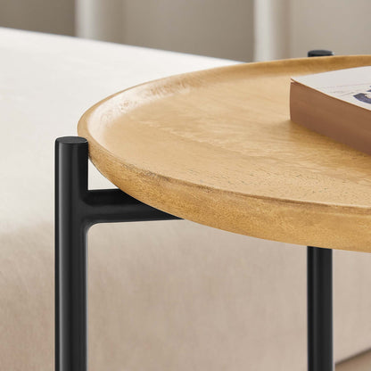 Xilo Round Wood and Metal Side Table