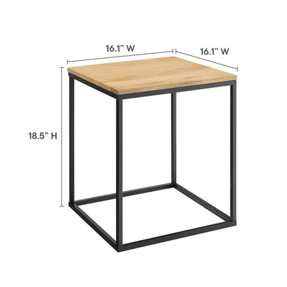 Zora Square Wood and Metal Side Table