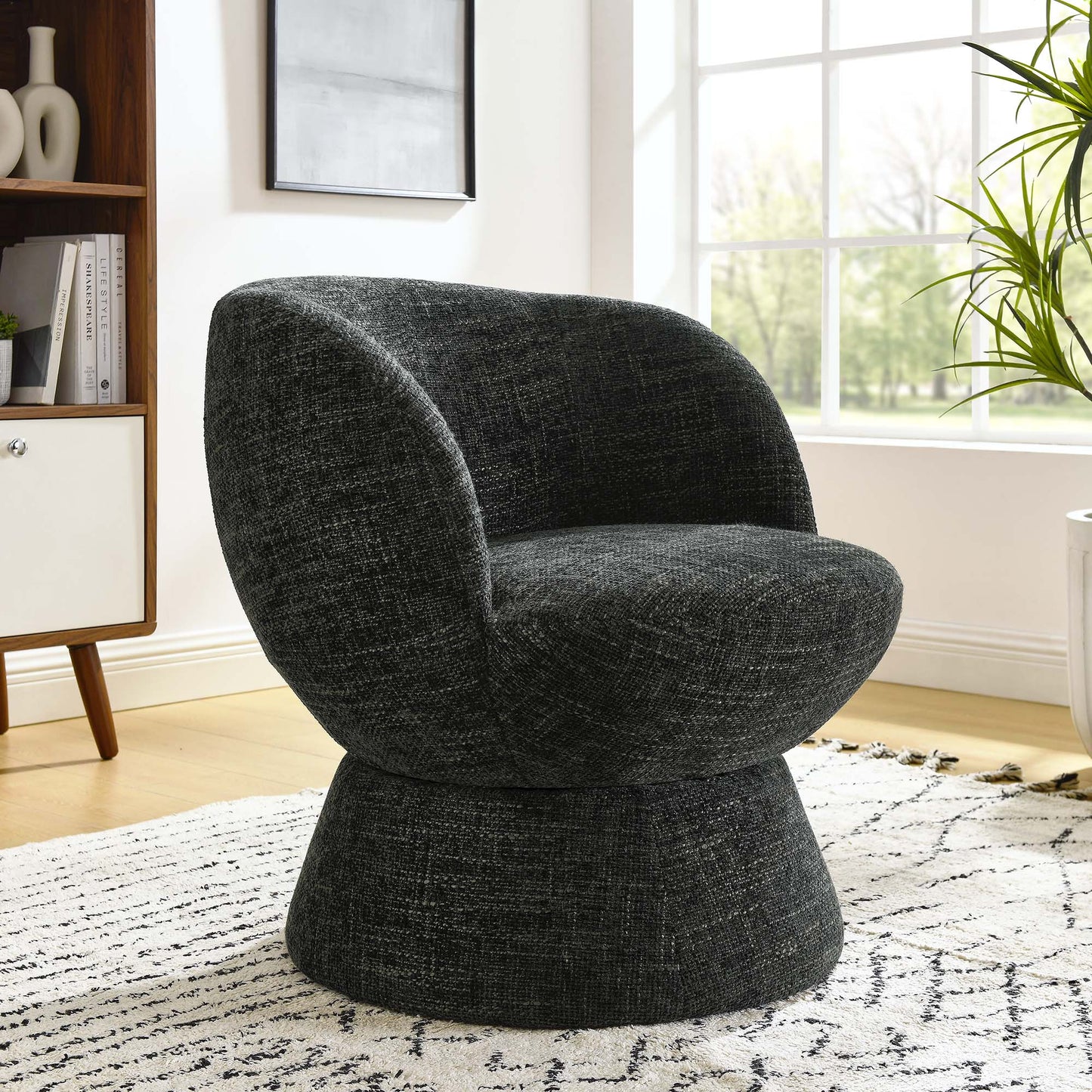 Vesta Chenille Fabric Upholstered Swivel Chair by KB Supply