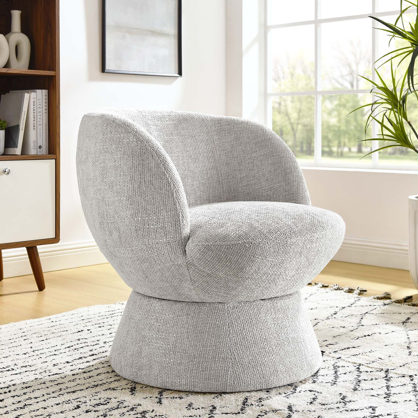 Vesta Chenille Fabric Upholstered Swivel Chair by KB Supply