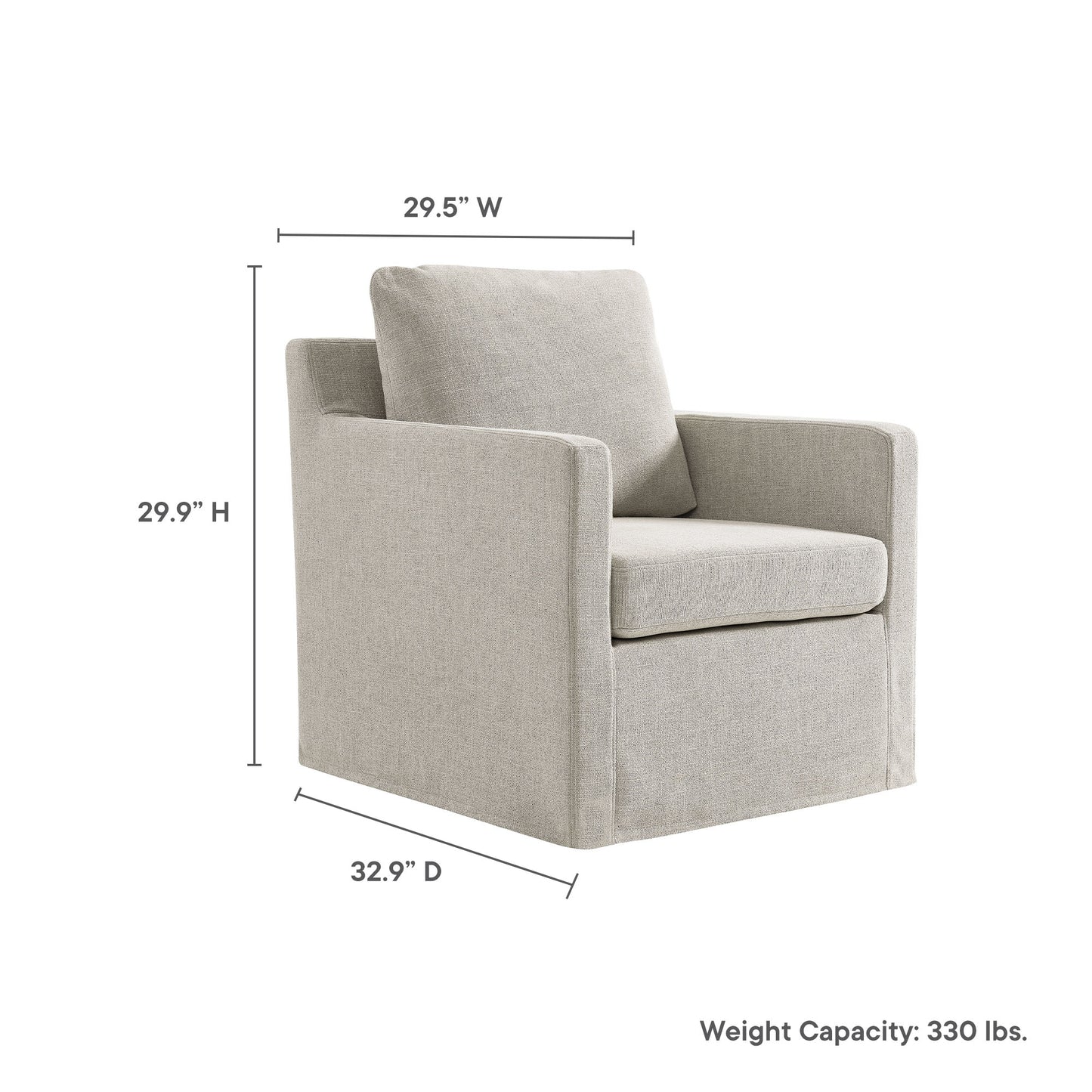 Serene Linen Slipcovered Swivel Armchair by KB Supply