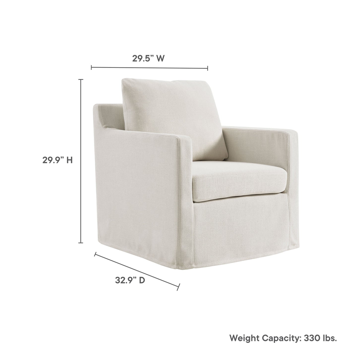 Serene Linen Slipcovered Swivel Armchair by KB Supply