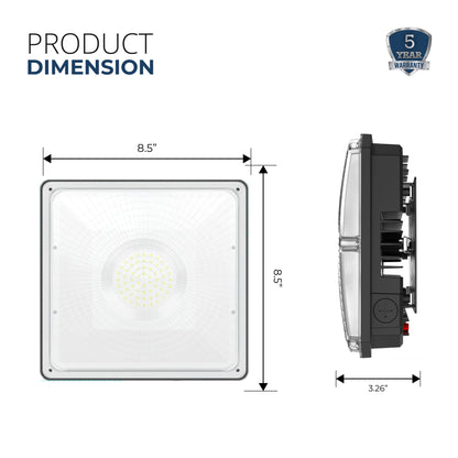 LED Canopy Light, 40W, CCT- 5000K, UL & DLC Listed