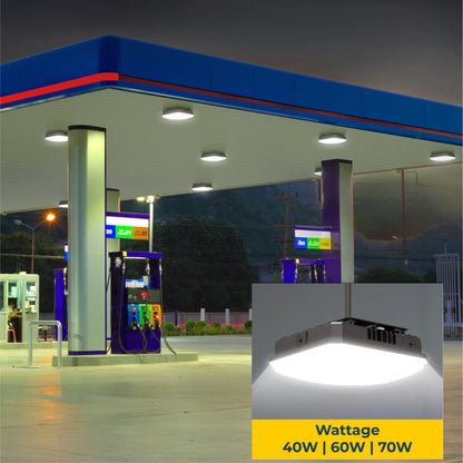 LED Canopy Light, 40W/60W/70W Selectable, 3CCT, UL & DLC Listed