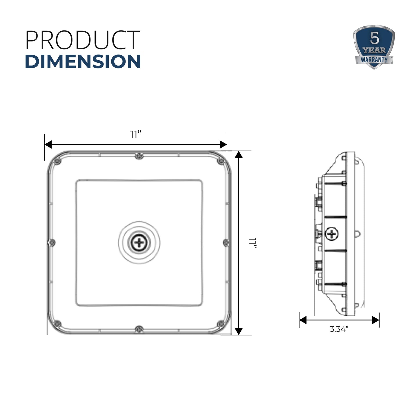 LED Garage Canopy Light, 60W, 80W, 100W , CCT- 3000K, 4000K, 5000K, UL & DLC Listed