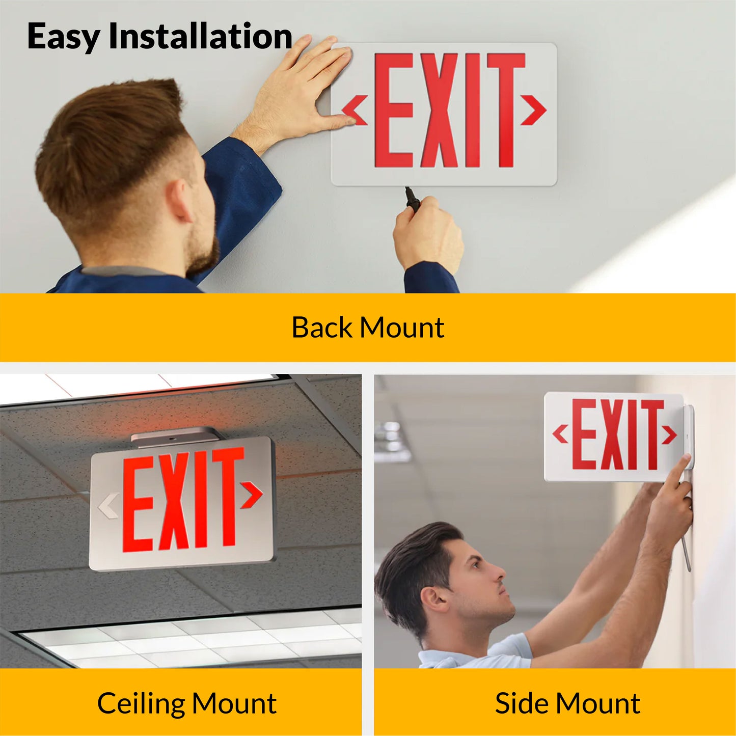 LED Exit Sign (Red), Damp Rated