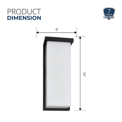 LED Outdoor Wall Sconce, 18W/20W/22W Selectable, 3000K/4000K/5000K, Black Finish