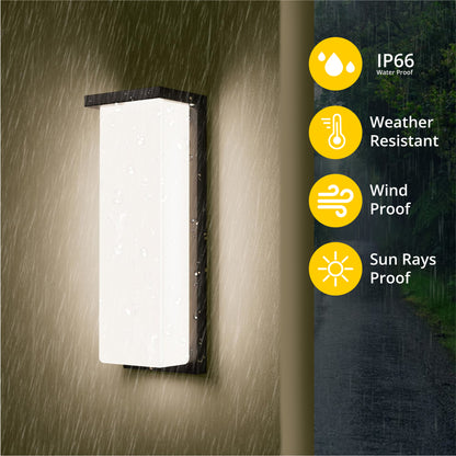 LED Outdoor Wall Sconce, 18W/20W/22W Selectable, 3000K/4000K/5000K, Black Finish