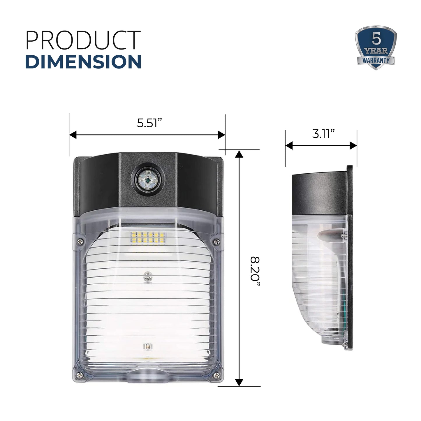 30W LED Wall Pack Light with Photocell, 3450LM 5000K Daylight Dusk to Dawn, Waterproof Security Lighting