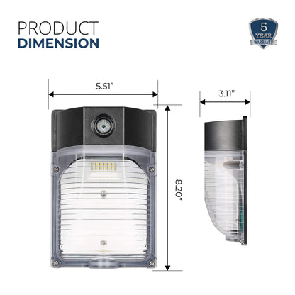 30W LED Wall Pack Light with Photocell, 3450LM 5000K Daylight Dusk to Dawn, Waterproof Security Lighting