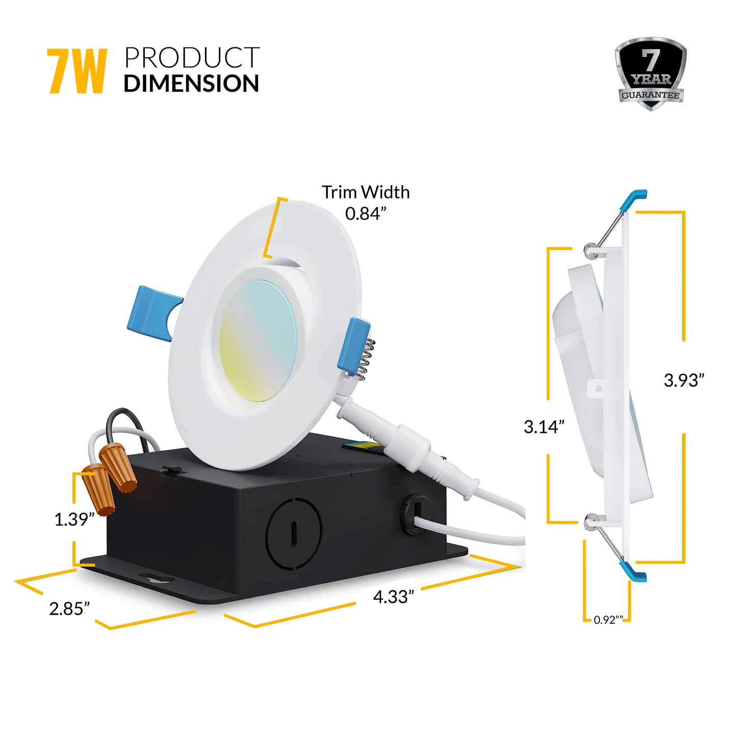 Recessed LED Lighting, 3 Inch, Slim Gimbal, Selectable CCT, 500 Lumens