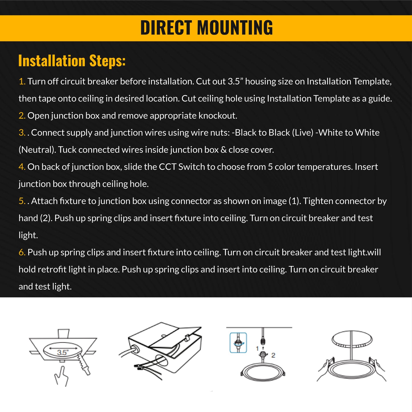 Recessed LED Lighting, 3 Inch, Slim, Selectable CCT, 500 Lumens