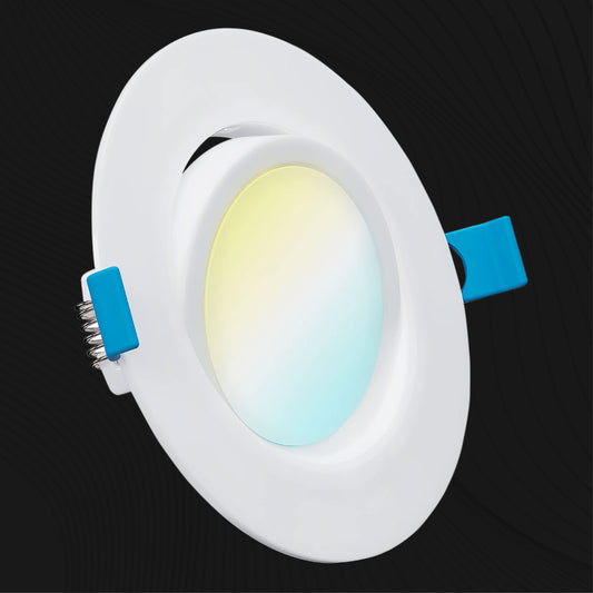 Recessed LED Lighting, 4 Inch, Slim Gimbal, Selectable CCT, 750 Lumens