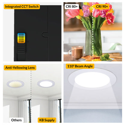 Recessed LED Lighting, 4 Inch, Slim, Baffle Trim, Selectable CCT