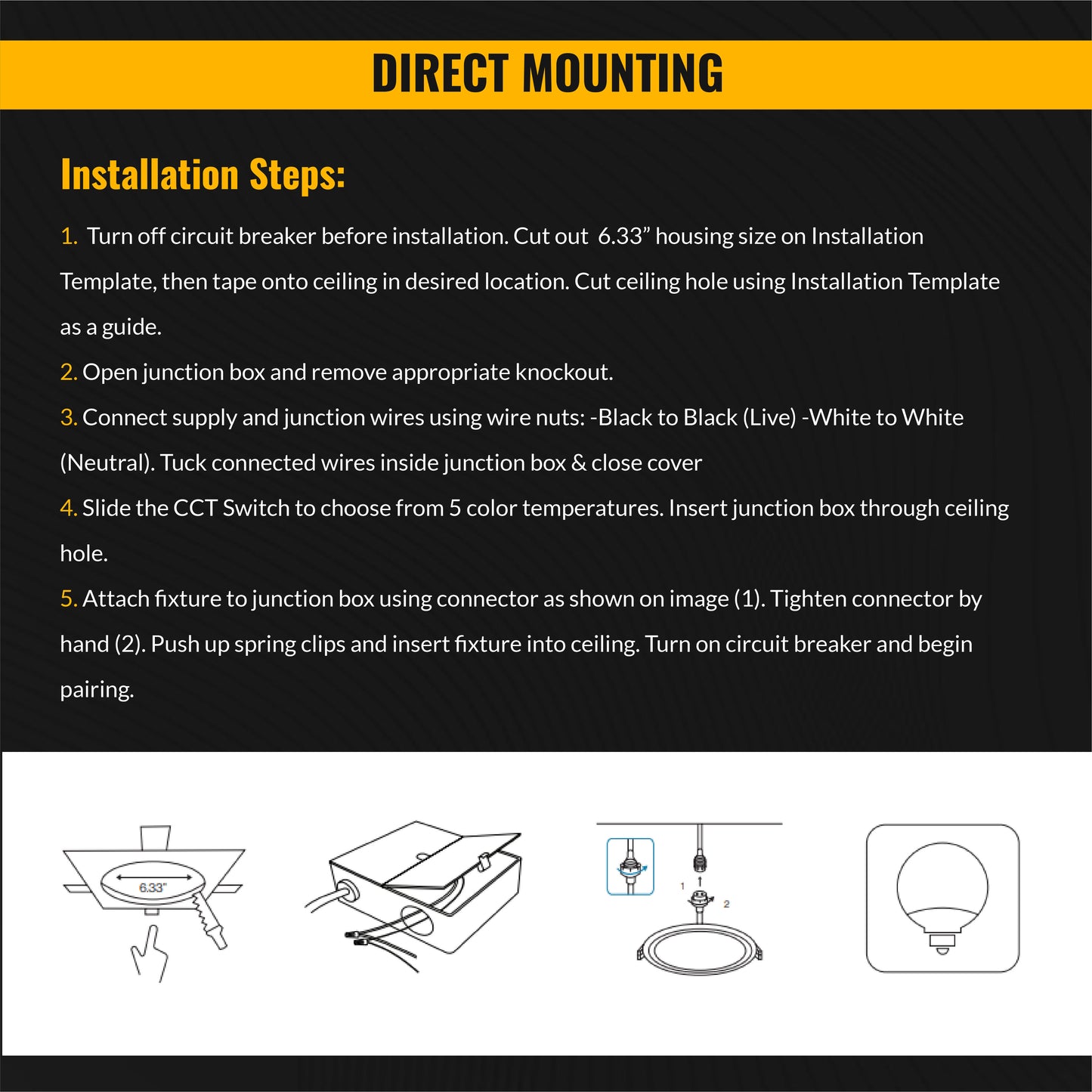 Recessed LED Lighting, 4 Inch, Smart Night Light Slim, Wafer Thin, Smooth Trim, Selectable CCT, 800 Lumens