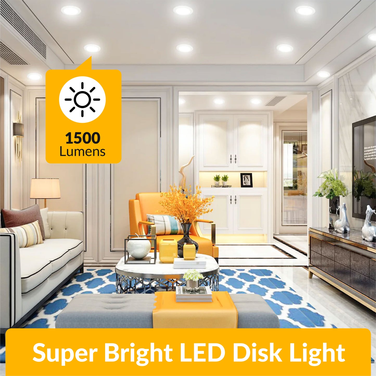 Recessed LED Lighting, 5-6 Inch, Disk Downlight, 18W, Selectable CCT, 1050 Lumens