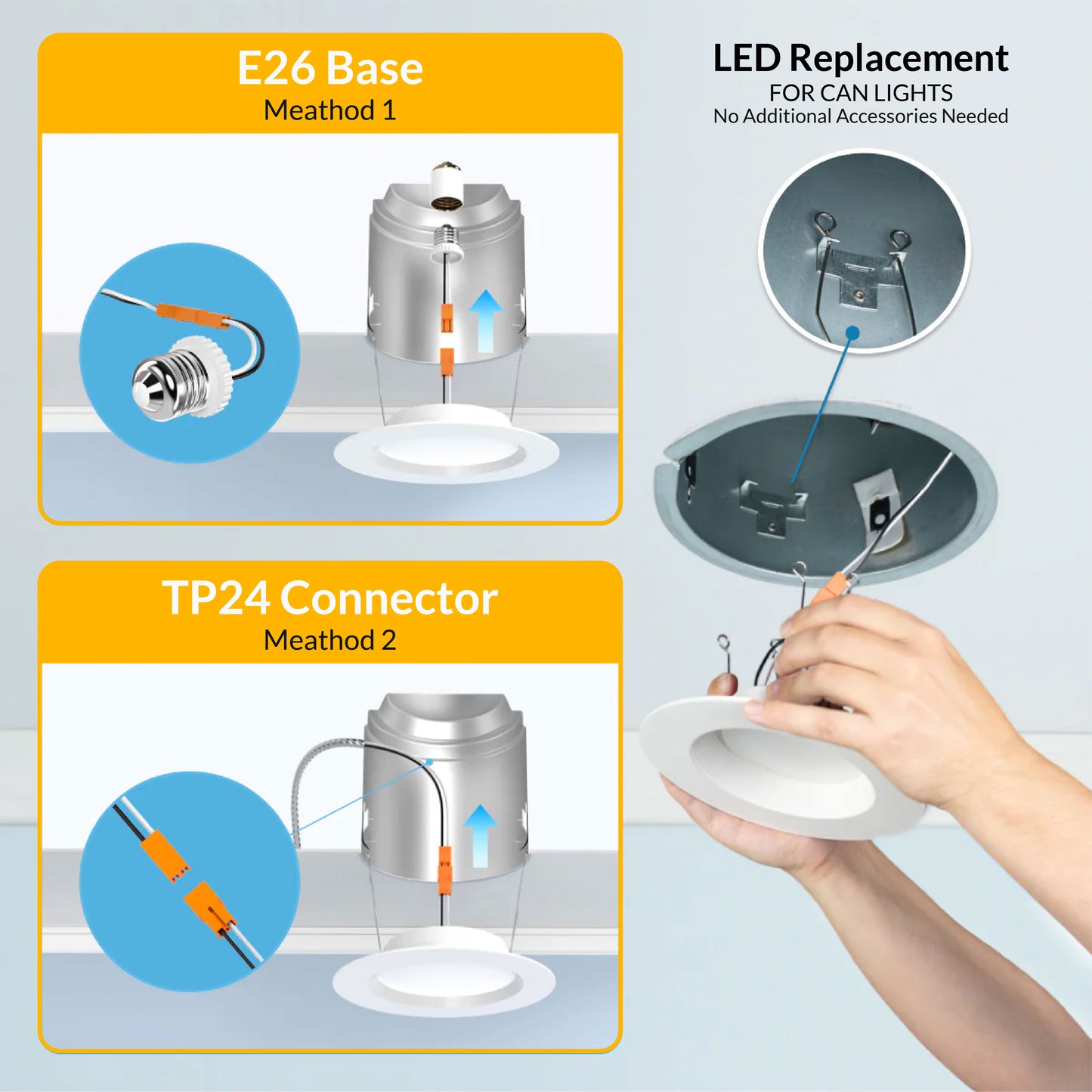 Recessed LED Lighting, 5-6 Inch, Disk Downlight, 15W, Selectable CCT, 1050 Lumens