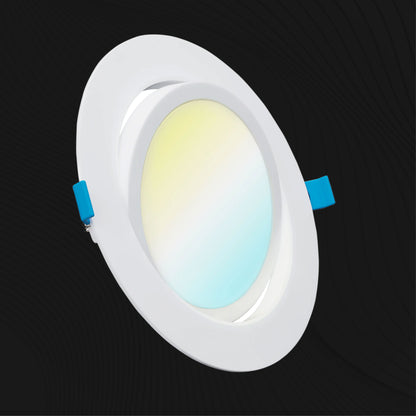 Recessed LED Lighting, 6 Inch, Slim Gimbal, Selectable CCT, 900 Lumens