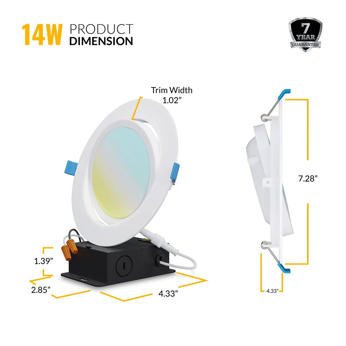 Recessed LED Lighting, 6 Inch, Slim Gimbal, Selectable CCT, 900 Lumens