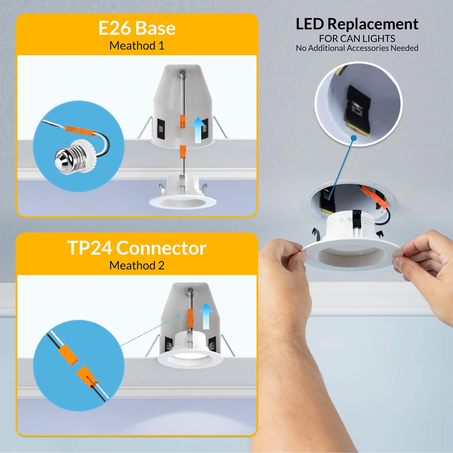 Recessed LED Retrofit Lighting, 4 Inch, Baffle, 660 Lumens, Selectable CCT