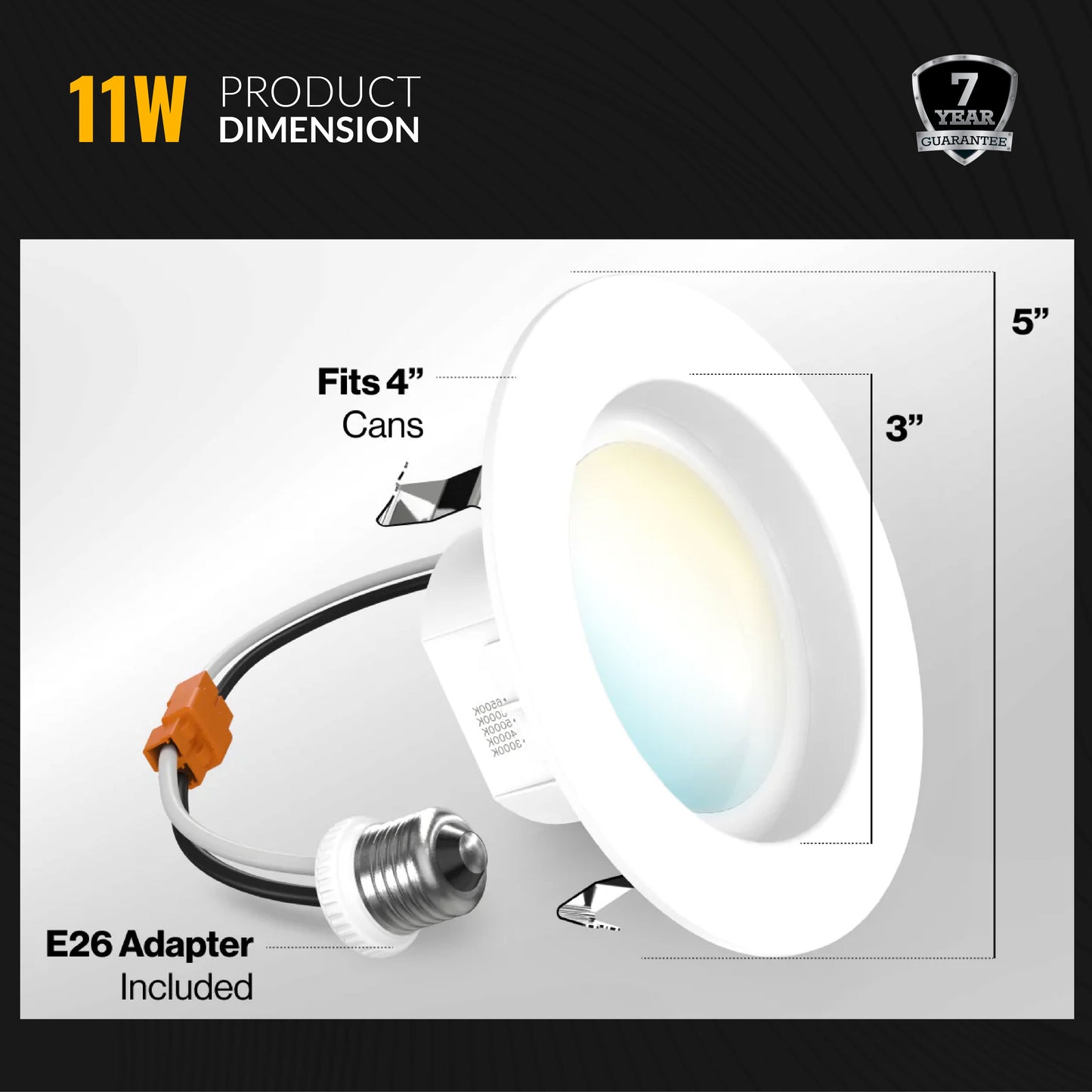 Recessed LED Retrofit Lighting, 4 Inch, Smooth, 660 Lumens, Selectable CCT (2700K-5000K)