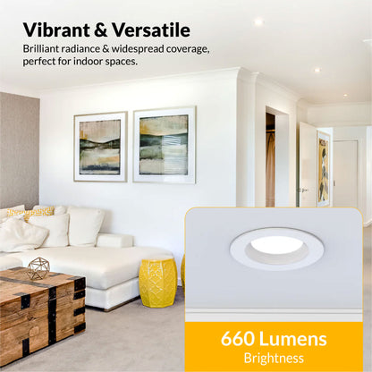 Recessed LED Retrofit Lighting, 4 Inch, Smooth, 660 Lumens, Selectable CCT (2700K-5000K)