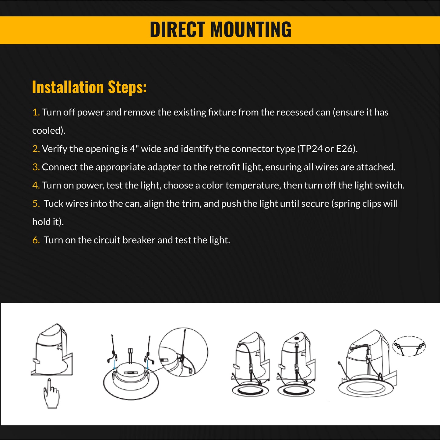 Recessed LED Retrofit Lighting, 4 Inch, Smooth, 660 Lumens, Selectable CCT (2700K-5000K)