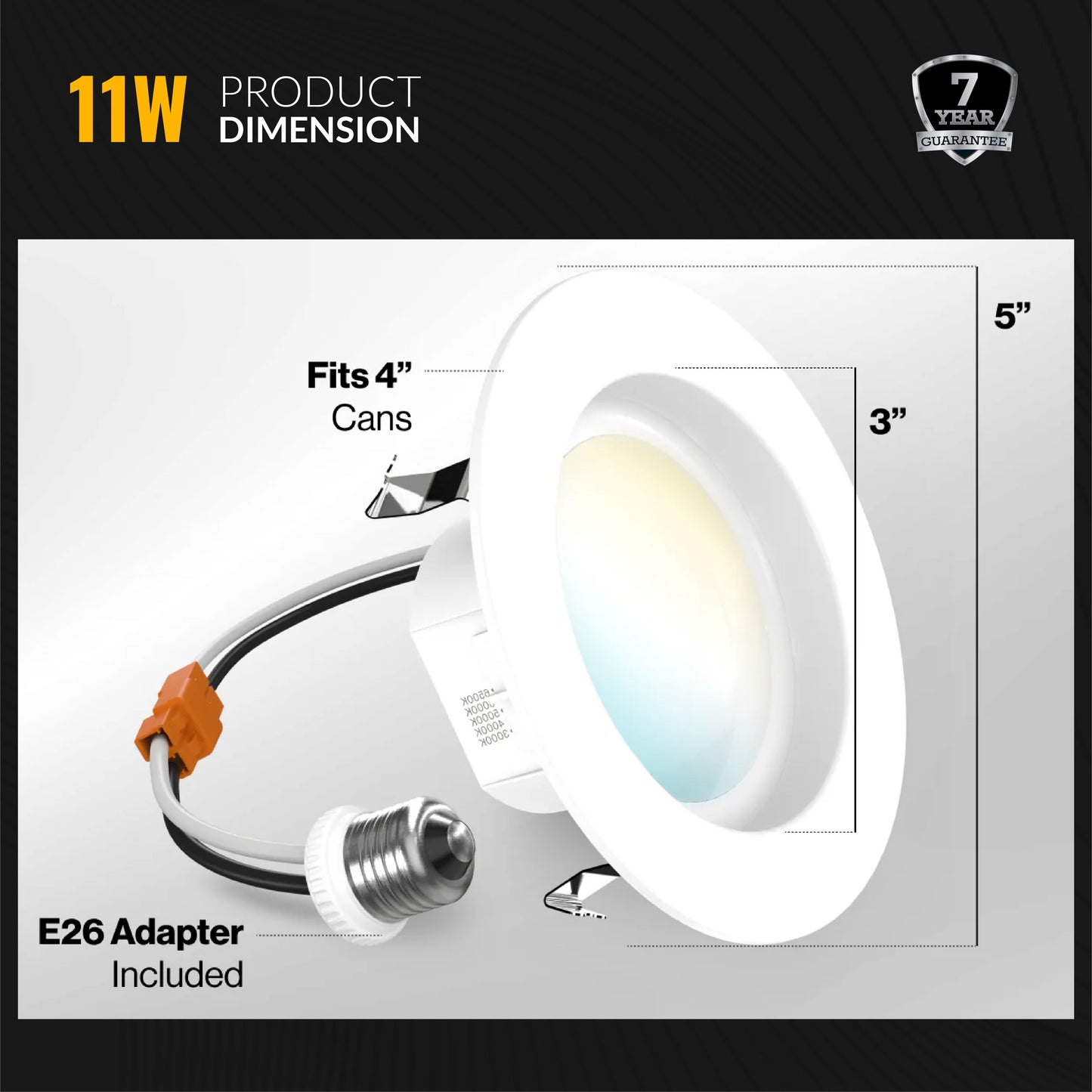 Recessed LED Retrofit Lighting, 4 Inch, Smooth, 660 Lumens, Selectable CCT (3000K-6500K)