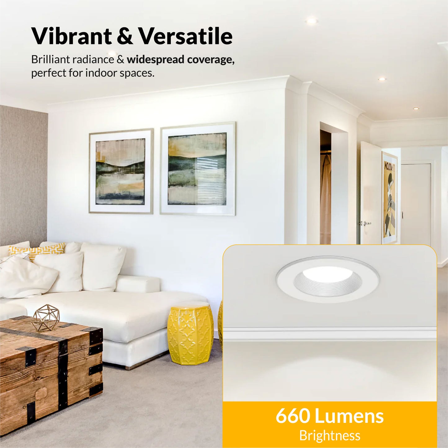 Recessed LED Retrofit Lighting, 4 Inch, Smooth, 660 Lumens, Selectable CCT (3000K-6500K)