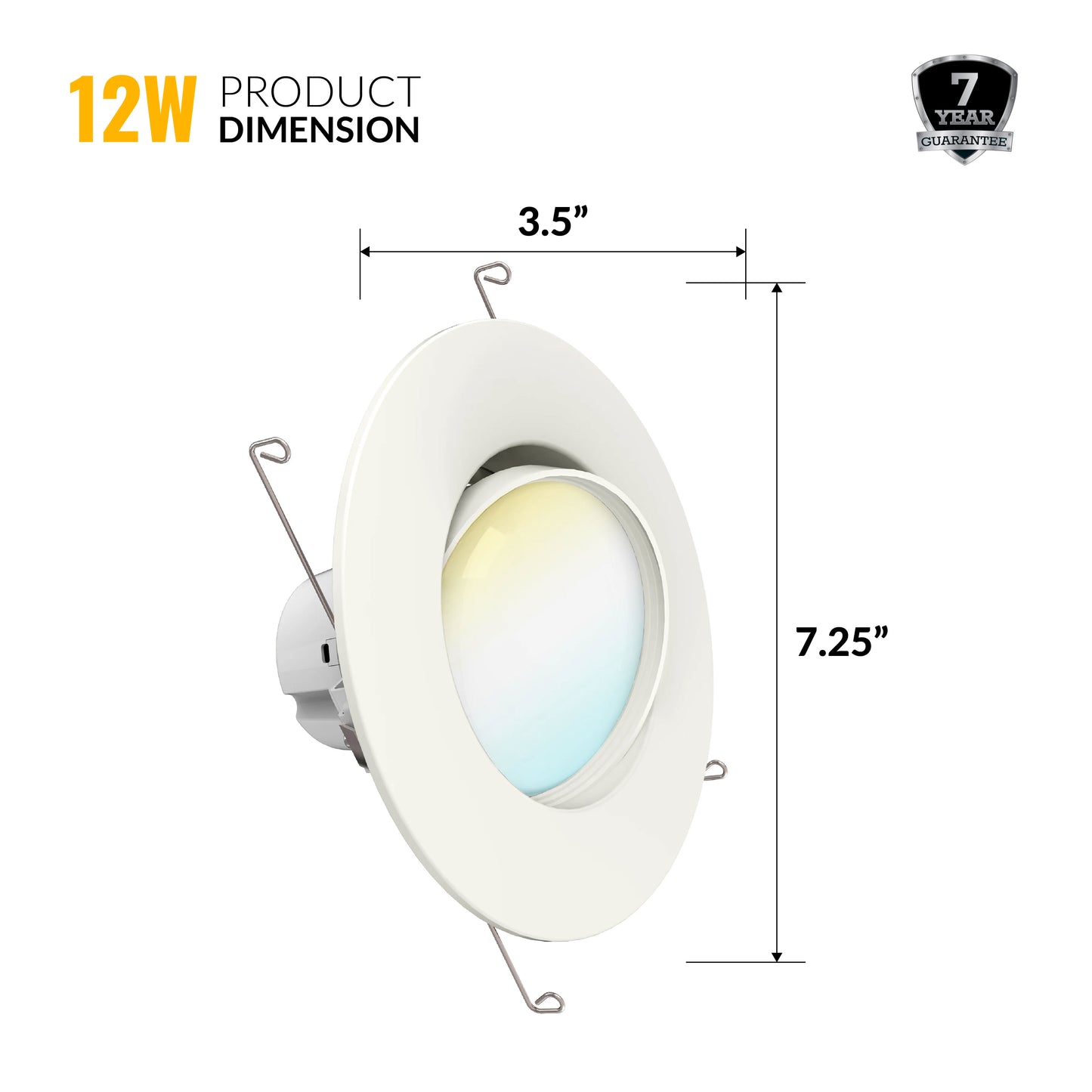 Recessed LED Retrofit Lighting, 5-6 Inch, Gimbal, 800 Lumens, Off White Trim, Selectable CCT