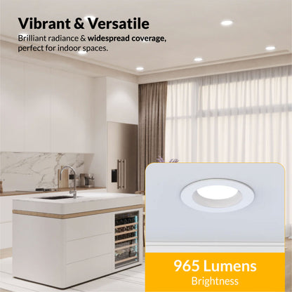 Recessed LED Retrofit Lighting, 5-6 Inch, Smooth, 965 Lumens, Selectable CCT (3000K-6500K)